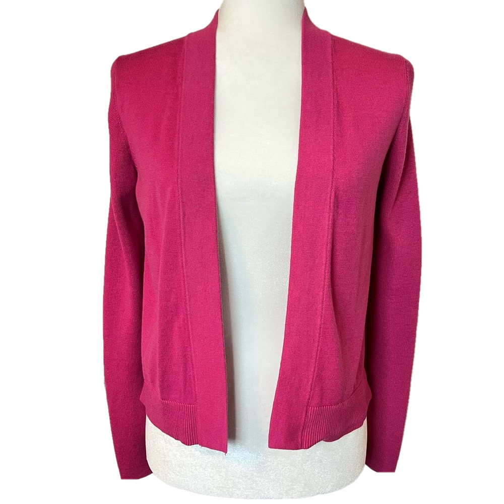 Banana Republic Women's Cotton/Viscose Pink Open Front Cardigan XS Barbie Preppy